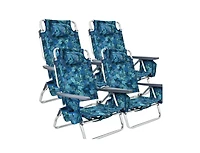 Slickblue 4-Pack 5-Position Outdoor Folding Backpack Beach Reclining Chair with Pillow