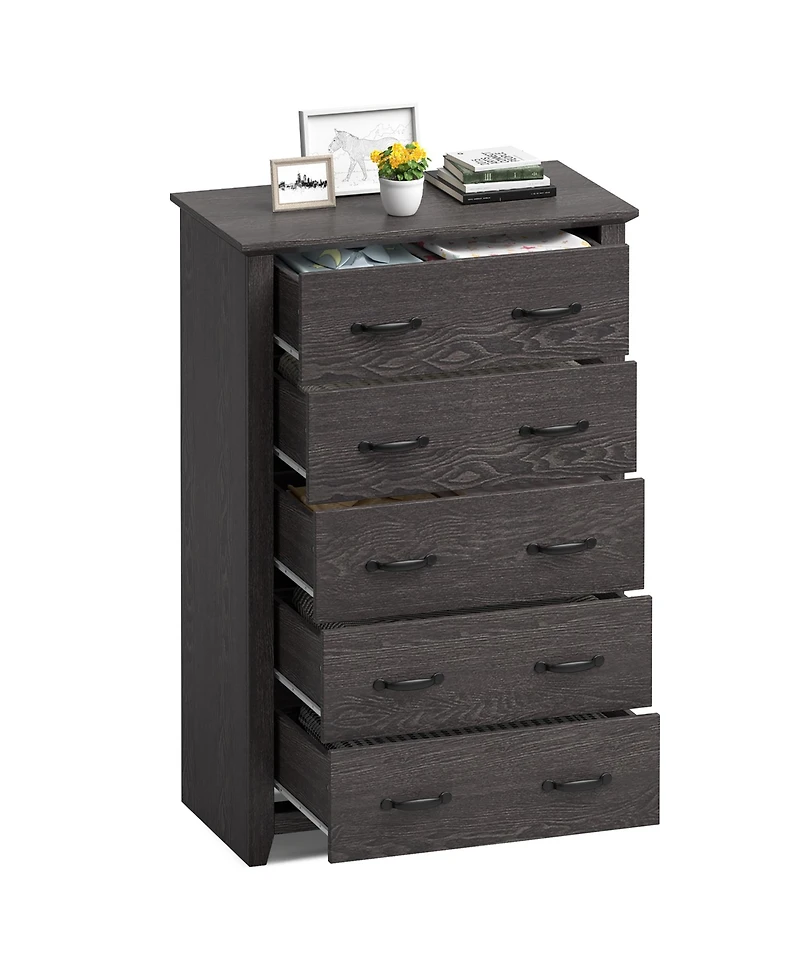 5 Drawer Chest Storage Dresser Tall Cabinet Organizer Bedroom Hallway