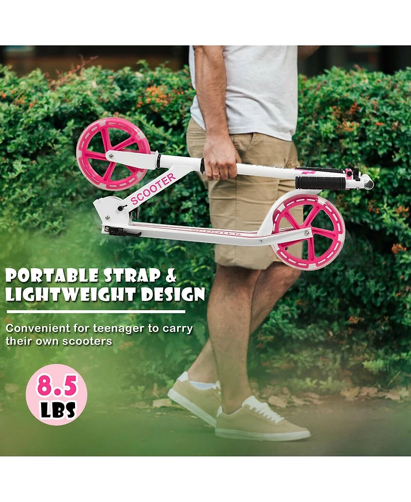 Folding Sports Kick Scooter w/Led Wheels for Kids Teens