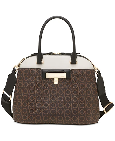 Calvin Klein Becky Signature Convertible Turnlock Dome Satchel