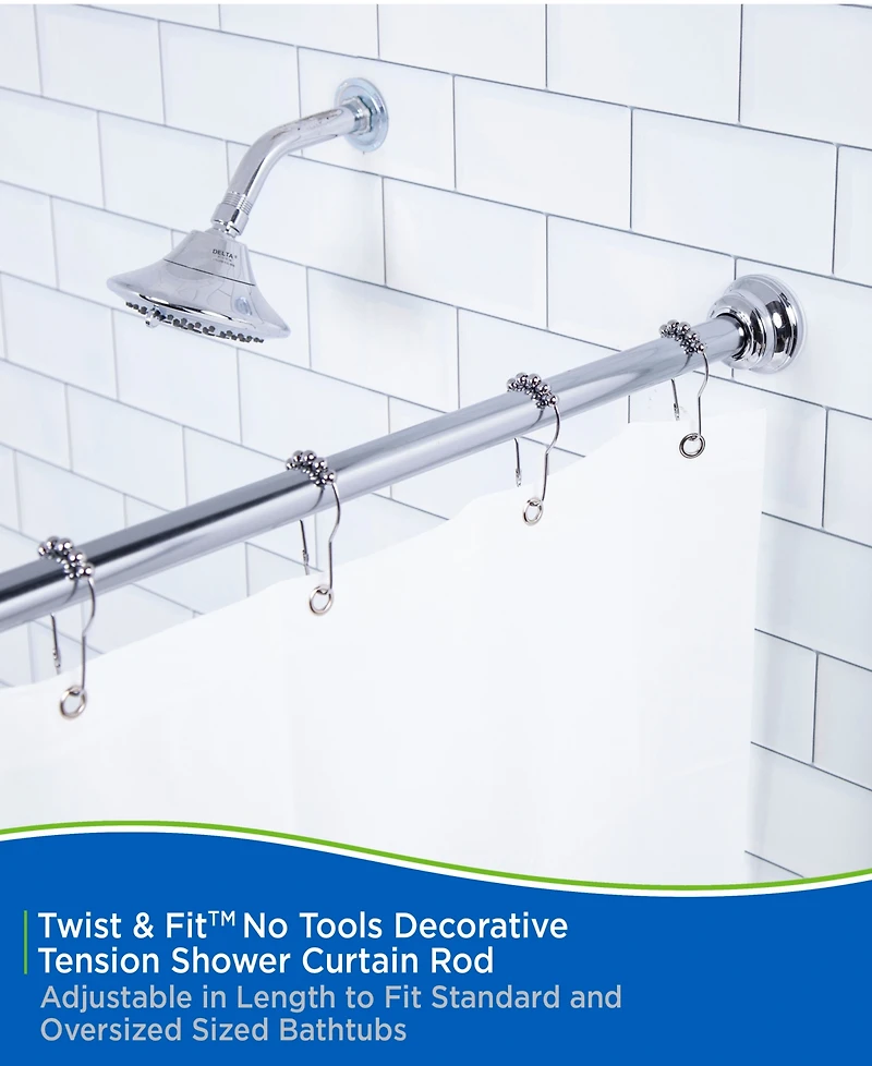 Kenney Twist Fit No Tools Decorative Shower Curtain Rod