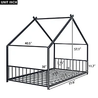 Streamdale Twin Metal House Bed, Black