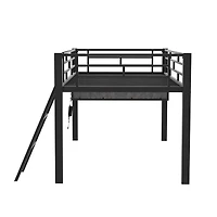 Simplie Fun Gaming mid loft bed with desk, Led, Twin, Black