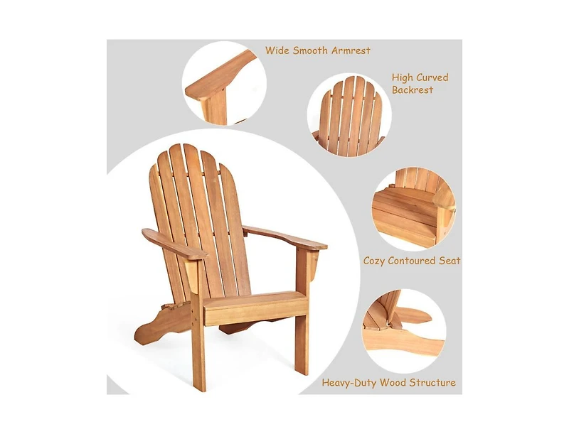 Slickblue Acacia Wood Outdoor Adirondack Chair with Ergonomic Design