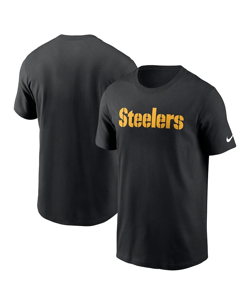 Nike Men's Black Pittsburgh Steelers Primetime Wordmark Essential T-Shirt