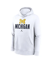 Jordan Men's White Michigan Wolverines Primetime Club Fleece Pullover Hoodie