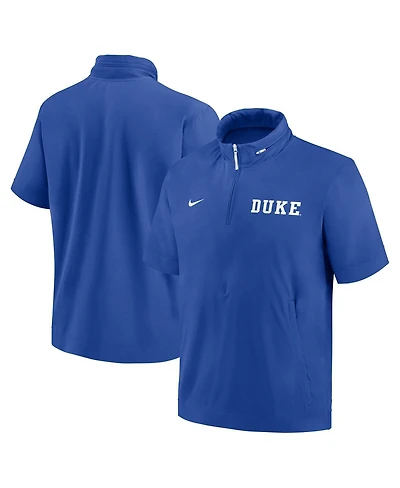 Nike Men's Royal Duke Blue Devils 2024 Sideline Coach Short Sleeve Half-Zip Hoodie Jacket