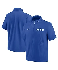 Nike Men's Royal Duke Blue Devils 2024 Sideline Coach Short Sleeve Half-Zip Hoodie Jacket