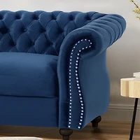 Streamdale Furniture Chesterfield Loveseat Button Tufted, Nailhead Trim, Rolled Arms