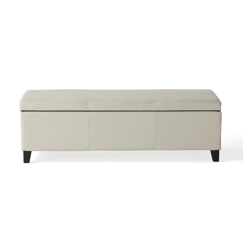 Streamdale Glouster Storage Ottoman 51" Ivory Leather Wood, Large