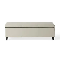 Streamdale Glouster Storage Ottoman 51" Ivory Leather Wood, Large