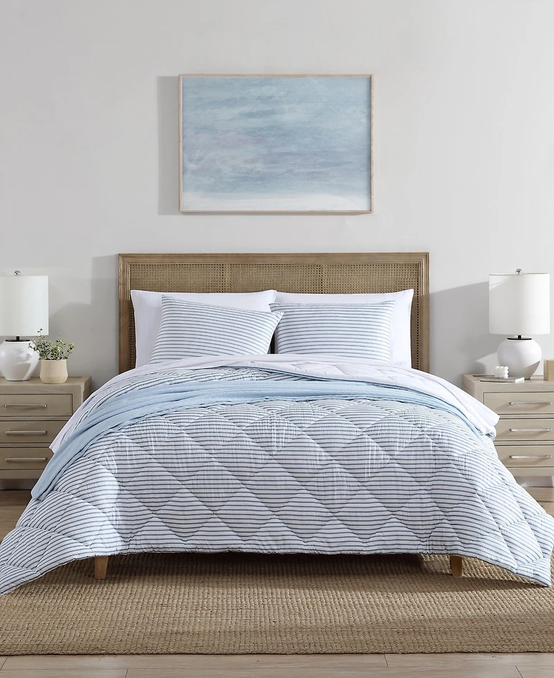 Closeout! Nautica Windsor Seersucker 3 Piece Comforter Set, King