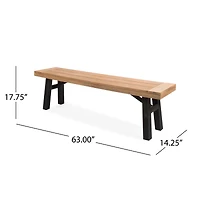Simplie Fun Rustic Acacia Wood Bench Set with Slat Design and Two-Toned Finish