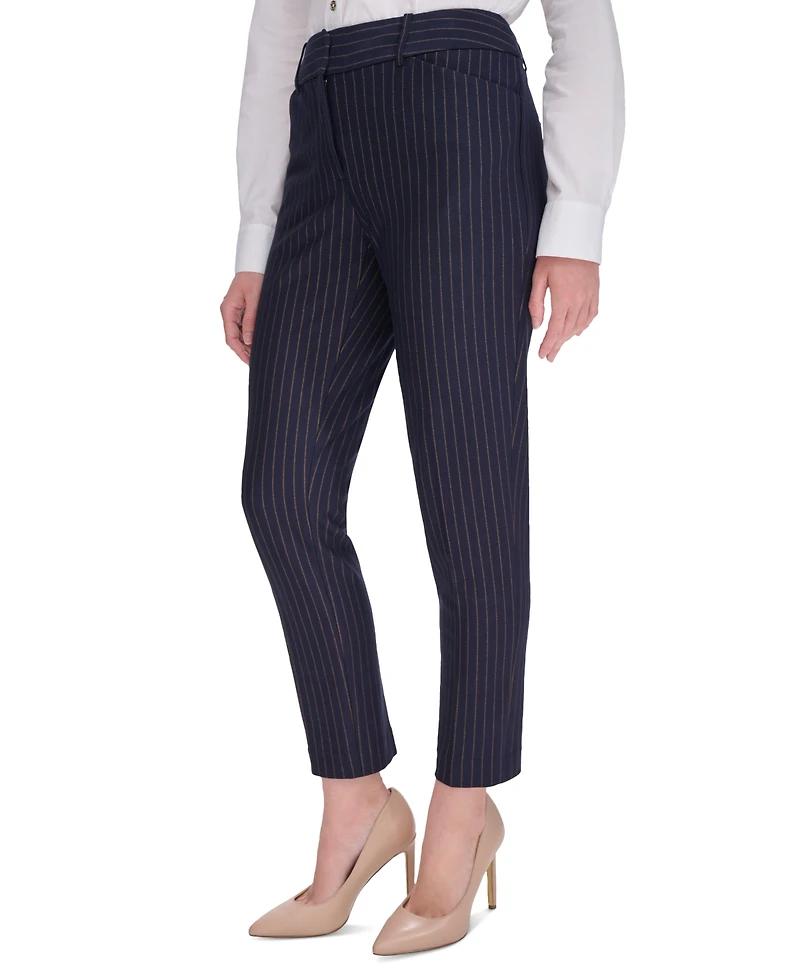 Tommy Hilfiger Women's Pinstripe Mid-Rise Ankle-Length Pants