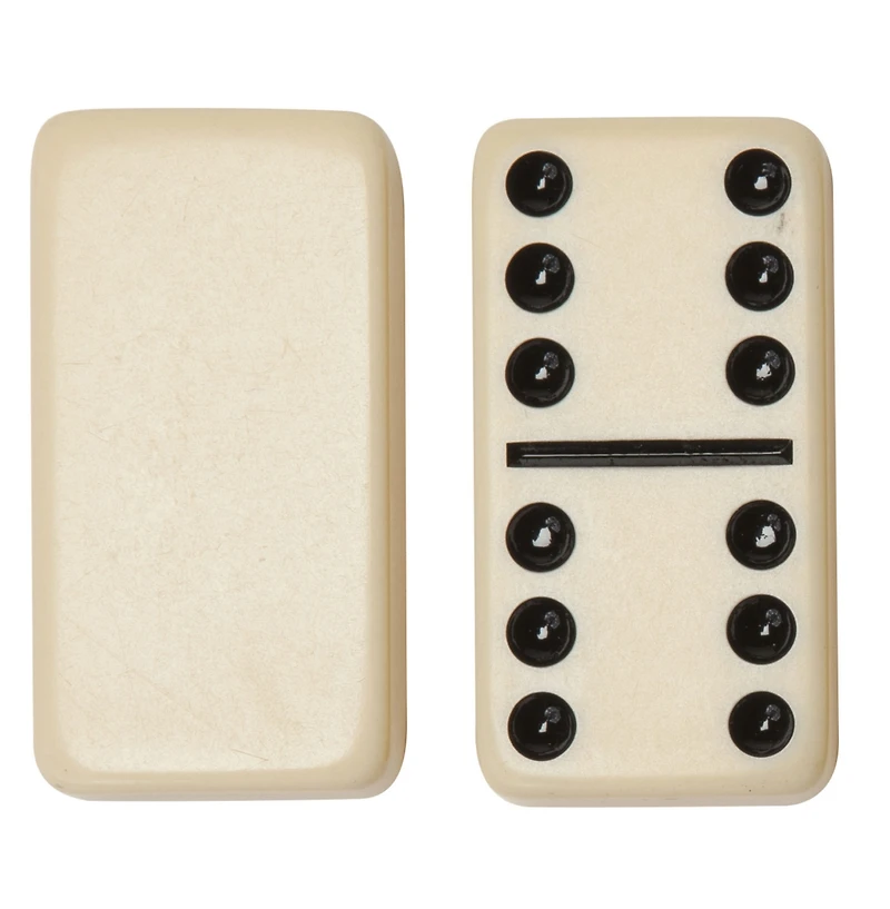We Games Double 6 Dominoes - Ivory with Black Vinyl Case