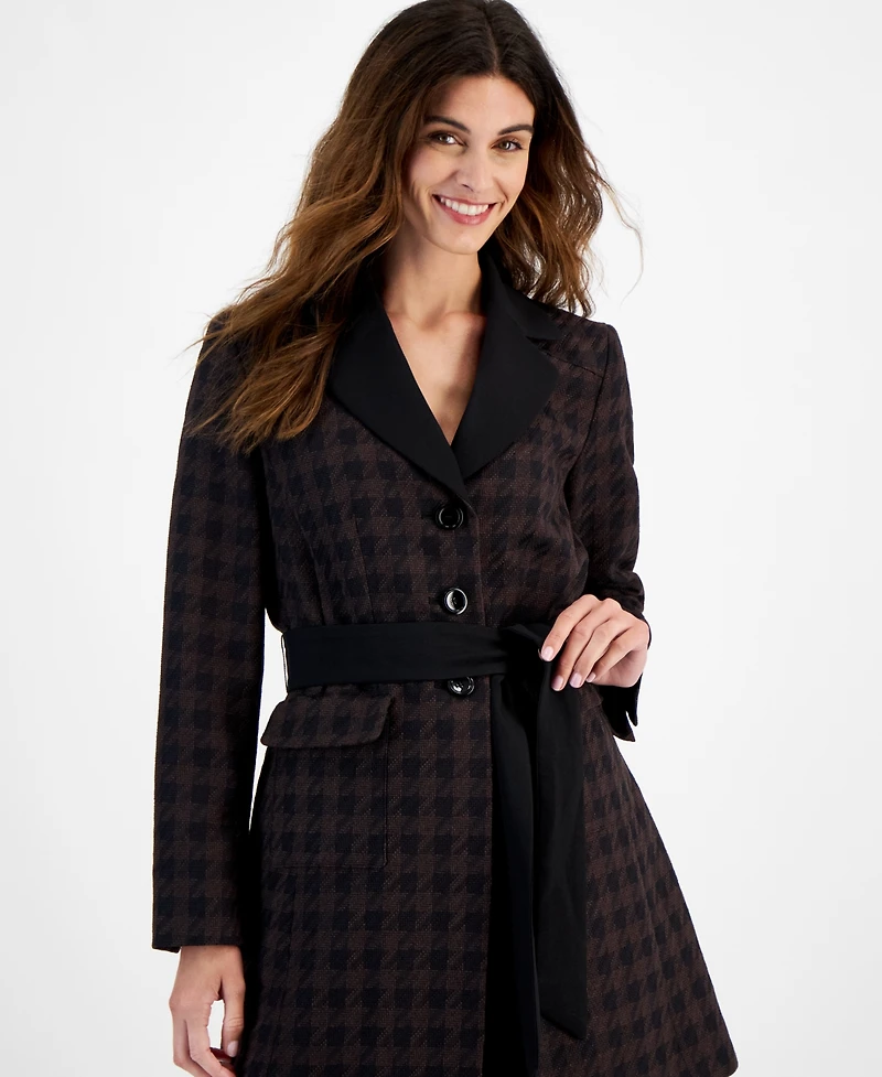 Le Suit Women's Houndstooth Belted Pantsuit, Regular & Petite