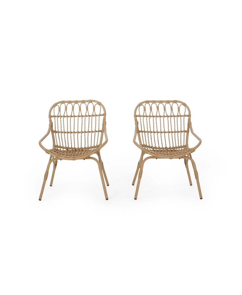 Simplie Fun Modern Boho Faux Rattan Accent Patio Chairs (Set of 2)