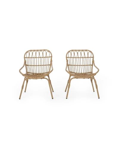Simplie Fun Modern Boho Faux Rattan Accent Patio Chairs (Set of 2)