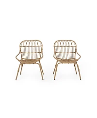 Simplie Fun Modern Boho Faux Rattan Accent Patio Chairs (Set of 2)