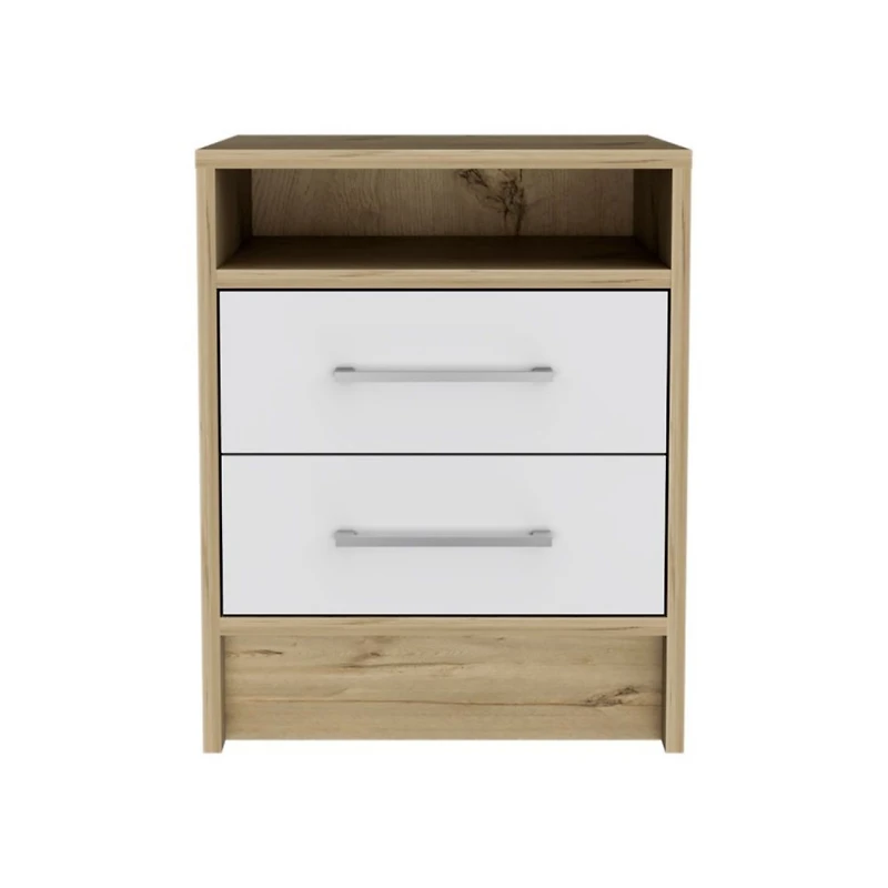 Streamdale Eter Nightstand, Superior Top, Two Drawers - Light Oak