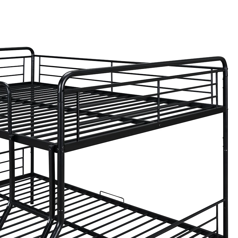 Streamdale Full Xl Over Queen Metal Bunk Bed with 2 Drawers, Black