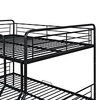 Streamdale Full Xl Over Queen Metal Bunk Bed with 2 Drawers, Black