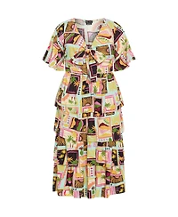 City Chic Plus Ana Tie Maxi Tiered Dress