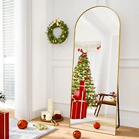 Homlux 21"x64" Arched Full Length Mirror with Gold Aluminum Frame, Free Standing, Leaning, Wall Mounted