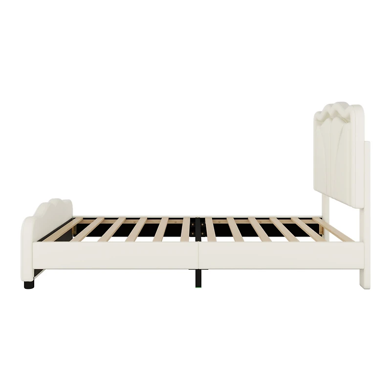 Streamdale Twin Platform Bed with Led Lights and Adjustable Headboard