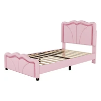 Streamdale Twin Platform Bed with Led Lights and Adjustable Headboard