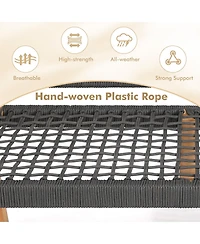 Slickblue Outdoor Acacia Wood Bench with Backrest and Armrests