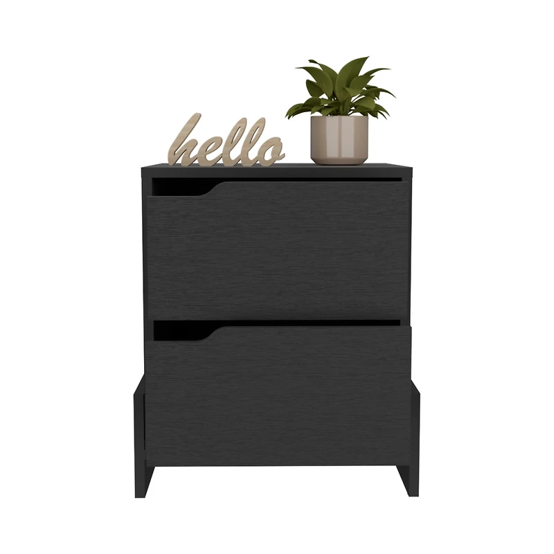 Simplie Fun Nightstand Brookland, Bedside Table With Double Drawers And Sturdy Base, Wengue Finish