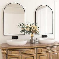 Homlux Arched Wall Mounted Mirror 20"x30" in Black