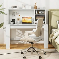 Gymax Home Office Computer Desk Study Table Writing Workstation Hutch Cable Hole White