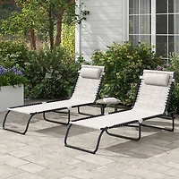Outsunny 2 Chaise Lounge Pool Chairs, Folding, Reclining
