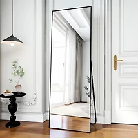 Homlux Black 64"x21" Full-Length Rectangle Nano Glass Mirror, Standing or Wall-Mounted