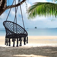 Simplie Fun Swing, Macrame Swing, Max 330 Lbs Hanging Cotton Rope Hammock Swing Chair