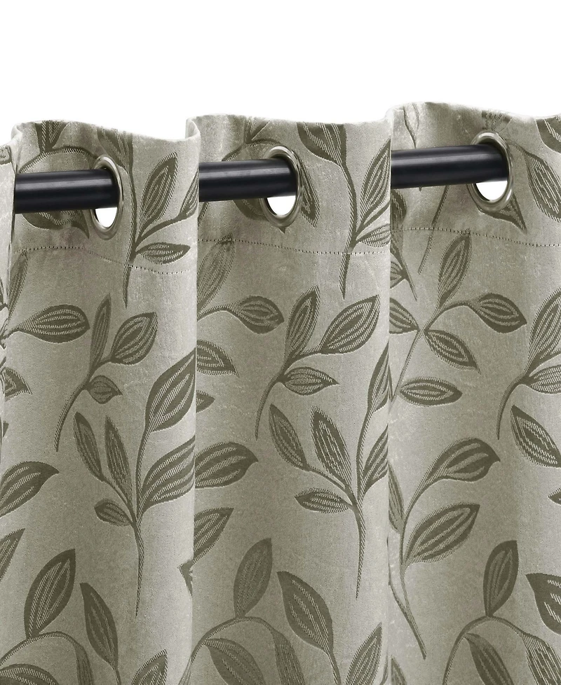 Superior Modern Leaves 8 Curtain Panels Set with Grommet Header, 42 X 84