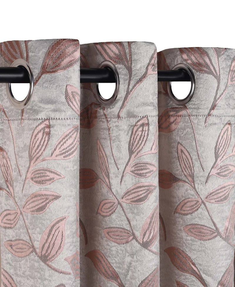 Superior Modern Leaves 8 Curtain Panels Set with Grommet Header, 42 X 84