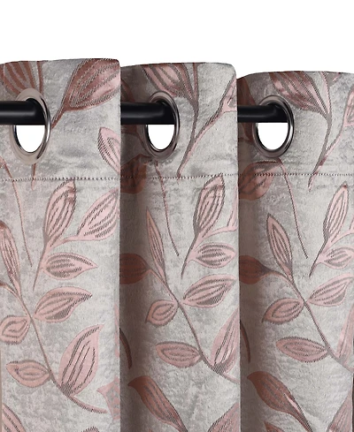 Superior Modern Leaves 8 Curtain Panels Set with Grommet Header, 42 X 84