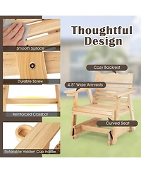 Slickblue Outdoor Wood Rocking Chair with High Back and Widened Armrests