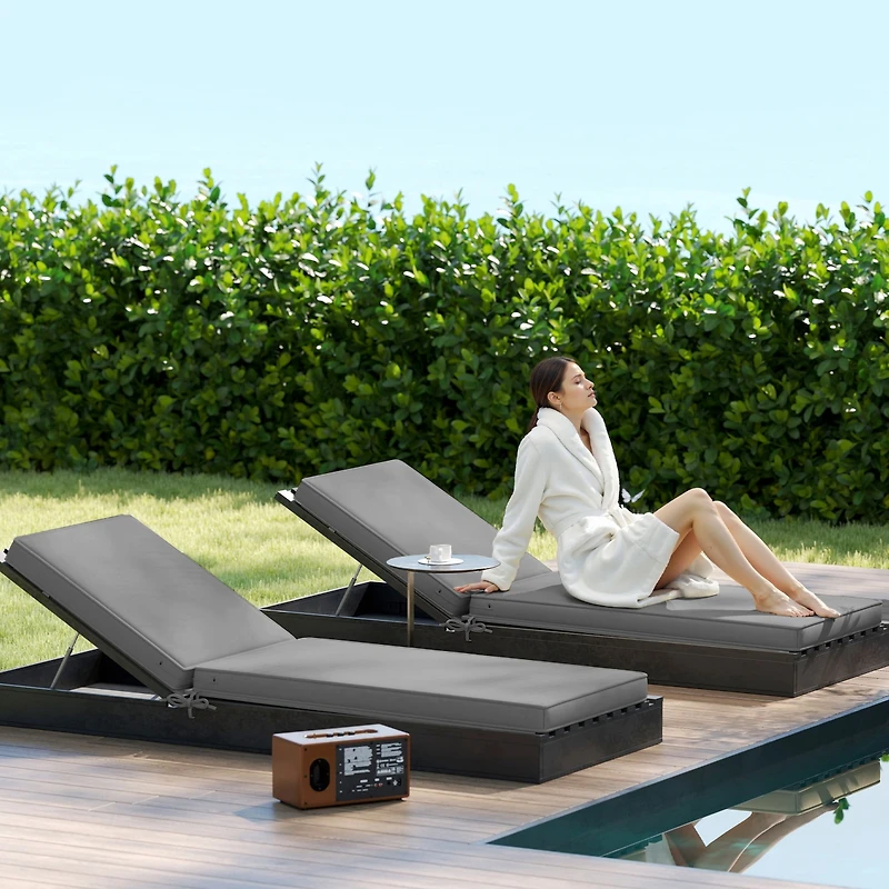 Outsunny 2 Lounge Chair Cushions, 72"x21"x3" Replacement Cushions,
