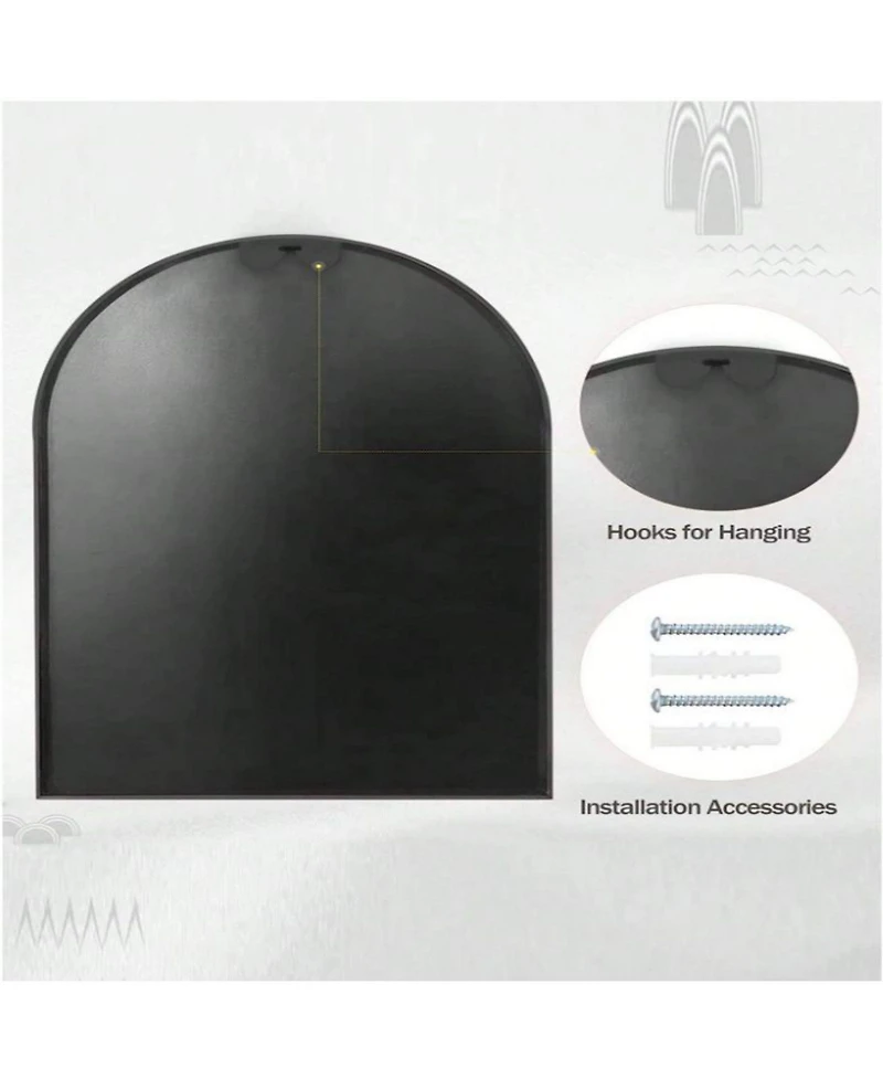 Homlux Arched Wall Mounted Mirror 26"x38" in Black