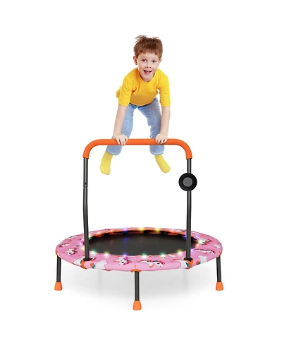Slickblue 36 Inch Mini Trampoline with Colorful Led Lights and Bluetooth Speaker
