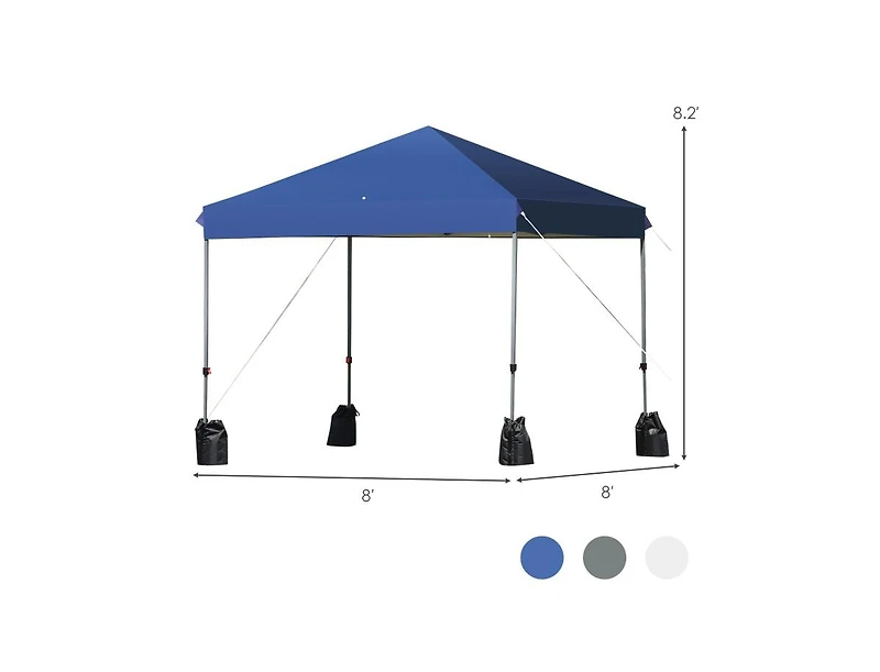 Slickblue 8 x 8 Feet Outdoor Pop-up Canopy Tent with Portable Roller Bag and Sand Bags