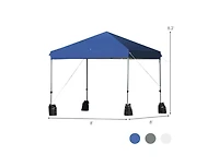 Slickblue 8 x 8 Feet Outdoor Pop-up Canopy Tent with Portable Roller Bag and Sand Bags