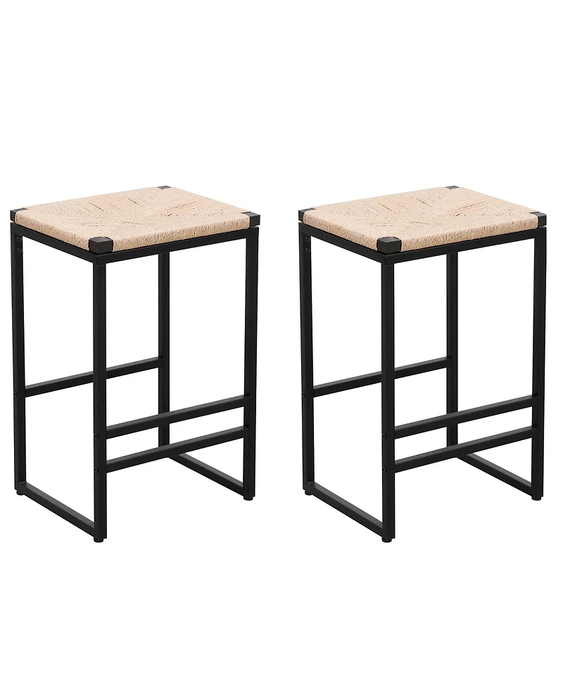 Streamdale Furniture 2 Backless Bar Stools in Paper Rope Woven Chairs