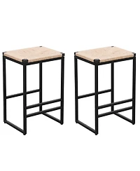 Streamdale Furniture 2 Backless Bar Stools in Paper Rope Woven Chairs