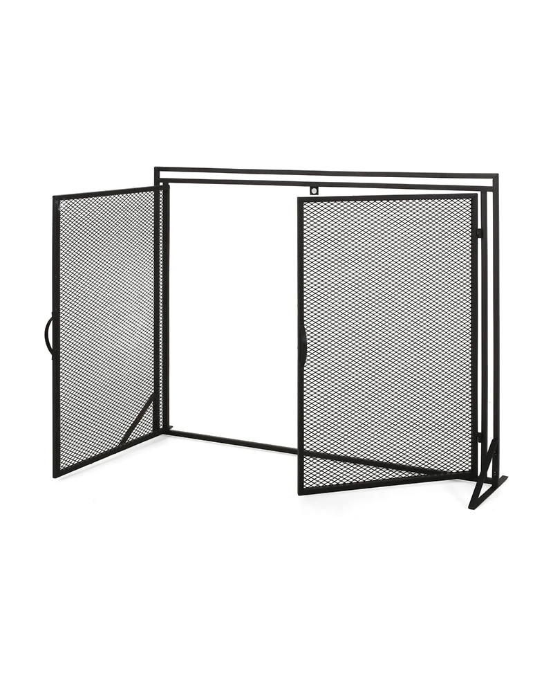 Streamdale Matte Black Modern Iron Fireplace Screen with Access Doors