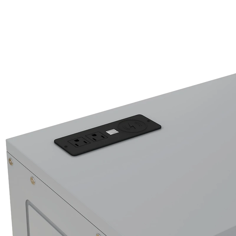 Streamdale Full Murphy Bed with Shelves, Cabinets and Usb Ports, White